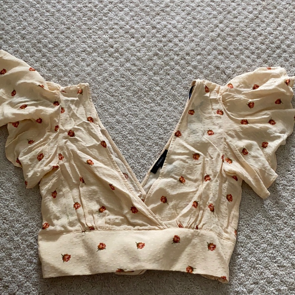 F21 Cream Floral Blouse